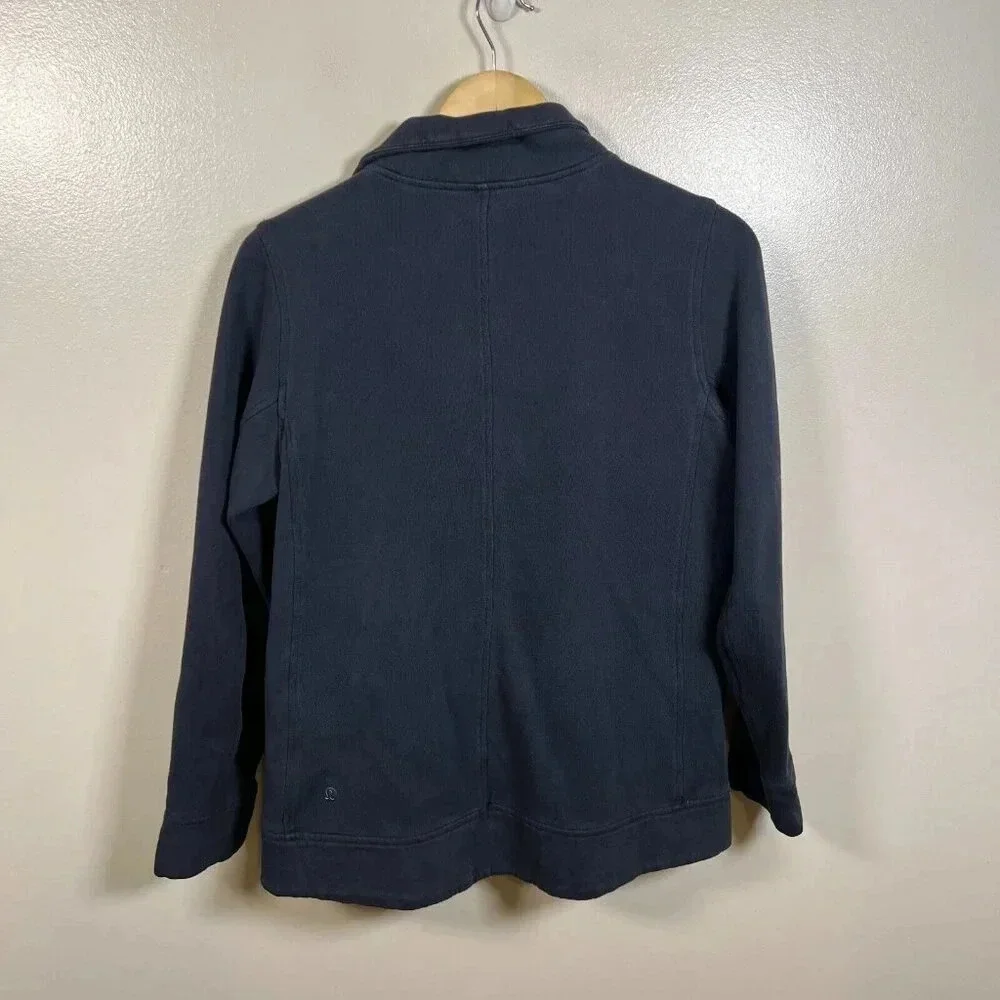 Lululemon Fleece Be True Jacket Size 8 Inkwell Blue Quilted Athletic Athleisure